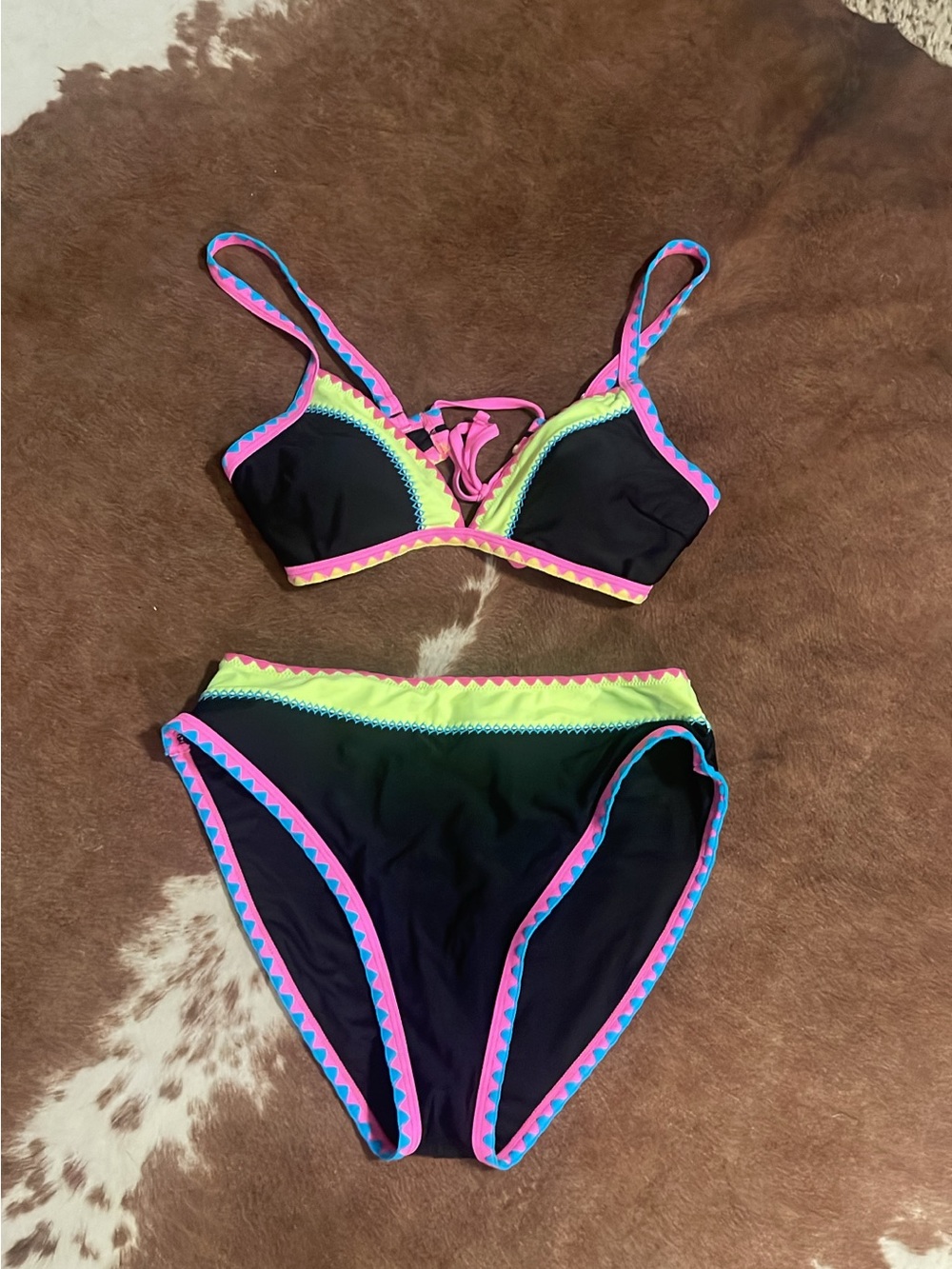 Black Bikini Set with Neon Trim